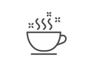 Coffee cup line icon. Hot cappuccino sign. Tea drink mug symbol. Quality design element. Linear style coffee cup icon. Editable stroke. Vector