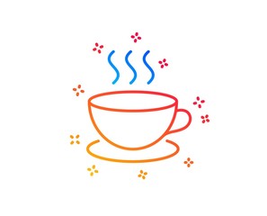 Coffee drink line icon. Hot cup sign. Fresh beverage symbol. Gradient design elements. Linear cappuccino icon. Random shapes. Vector