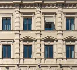 Fragment of the facade of the historic city building