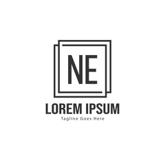 Initial NE logo template with modern frame. Minimalist NE letter logo vector illustration