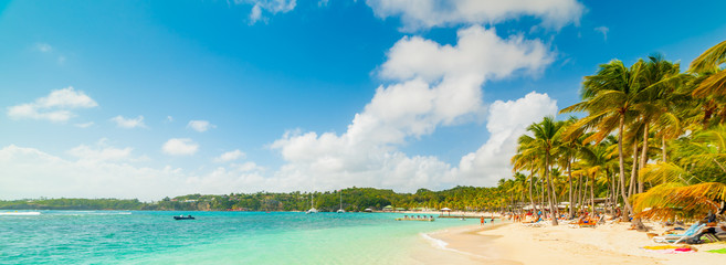Blue sky over La Caravelle beach in Guadeloupe