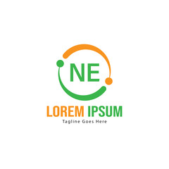 Initial NE logo template with modern frame. Minimalist NE letter logo vector illustration - obrazy, fototapety, plakaty