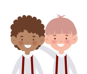 student boys smiling on white background