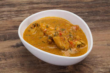 Traditional thai curry chicken soup