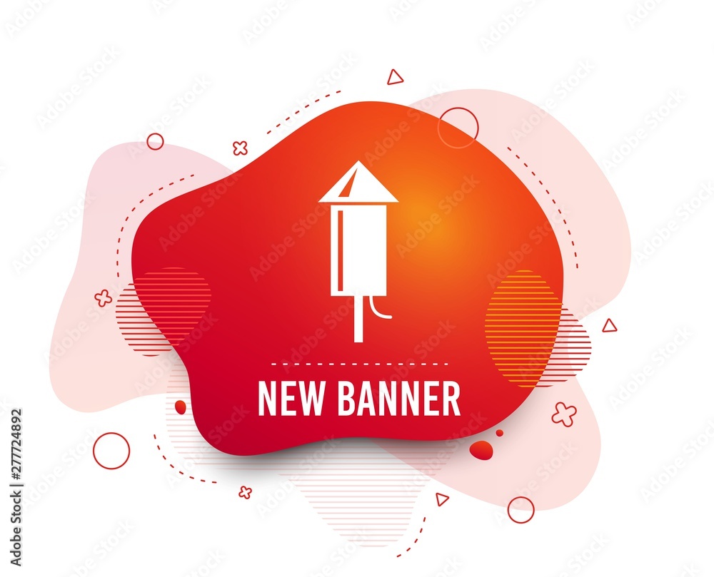 Poster fluid badge. fireworks rocket sign icon. explosive pyrotechnic device symbol. abstract shape. gradie