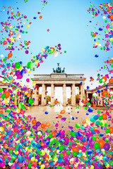 Brandenburger Tor in Berlin with air balloons fly © Sergey Novikov