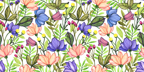 Fototapeta na wymiar Seamless floral pattern. Design wallpaper, fabric and packaging.