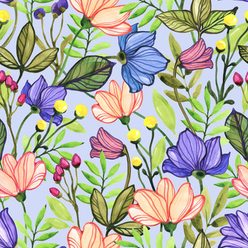 Seamless floral pattern. Design wallpaper, fabric and packaging. © Anna