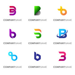 Set of modern alphabet logo design letter B.