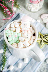 Obraz na płótnie Canvas Hot chocolate with funny marshmallow