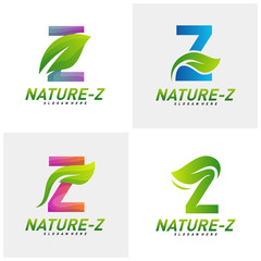 Set of Nature Z logo Design Vector. Initial Z logo Template. Green Z logo concept. Icon Symbol