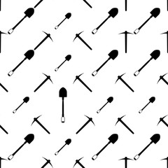 Shovel And Pickaxe Icon Seamless Pattern