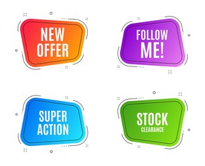 Geometric banners. New offer. Special price sign. Advertising Discounts symbol. Follow me banner. Clearance sale. Vector