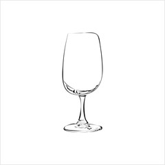 Wine Glass Hand Drawn, Wineglass, Glassware Freehand Drawing