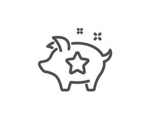 Loyalty points line icon. Bonus piggy. Discount program symbol. Quality design element. Linear style loyalty points icon. Editable stroke. Vector