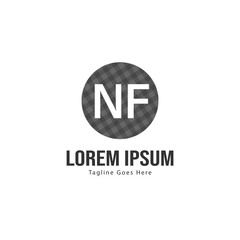 Initial NF logo template with modern frame. Minimalist NF letter logo vector illustration