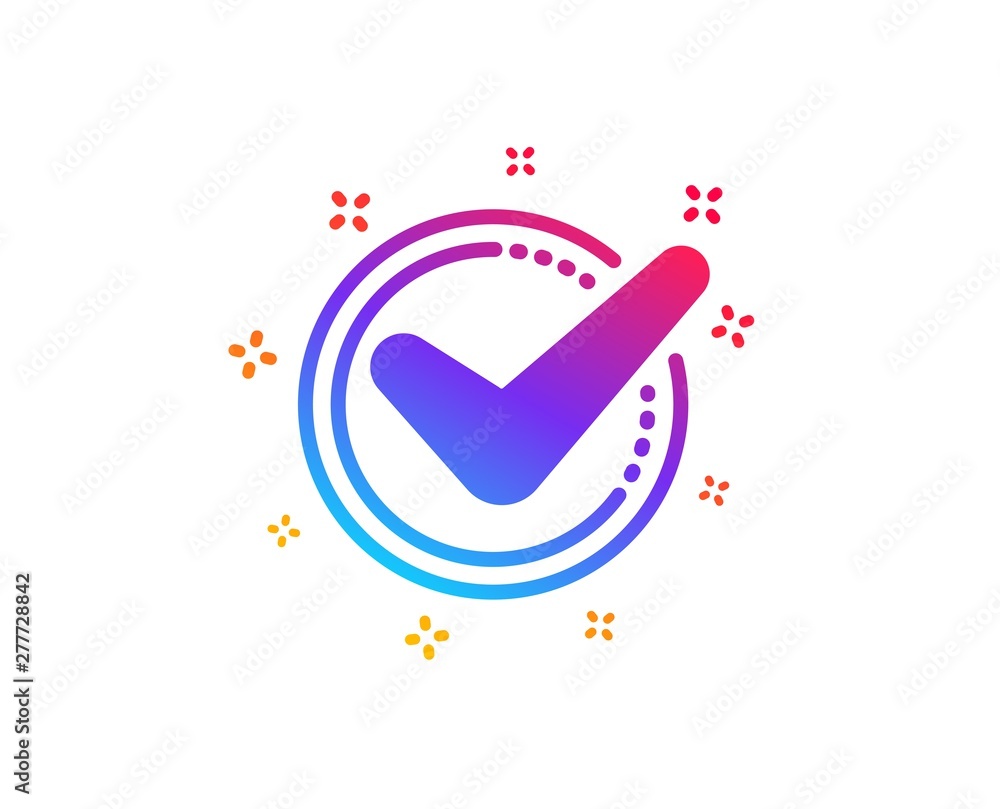 Aufkleber check mark icon. accepted or approve sign. tick symbol. dynamic shapes. gradient design confirmed ic