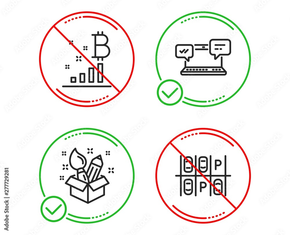 Poster do or stop. creativity, bitcoin graph and internet chat icons simple set. parking place sign. design