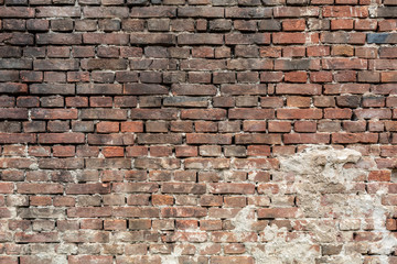 Old Weathered Red Bricks Wall Texture Useful For Background and Overlay