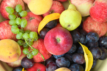 Naklejka na ściany i meble Fresh mixed fruits. Clean eating. Healthy eating