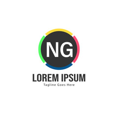 Initial NG logo template with modern frame. Minimalist NG letter logo vector illustration