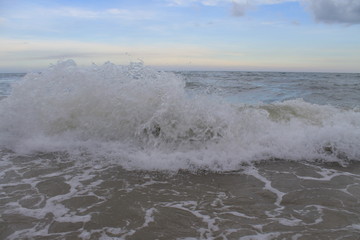 waves crashing on the beach