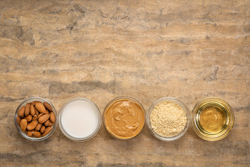 collection of almond super foods
