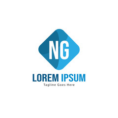 Initial NG logo template with modern frame. Minimalist NG letter logo vector illustration