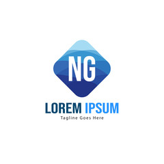 Initial NG logo template with modern frame. Minimalist NG letter logo vector illustration