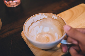 Close up of emply coffee cup.