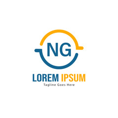 Initial NG logo template with modern frame. Minimalist NG letter logo vector illustration