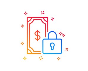 Private payment line icon. Dollar sign. Finance symbol. Gradient design elements. Linear private payment icon. Random shapes. Vector