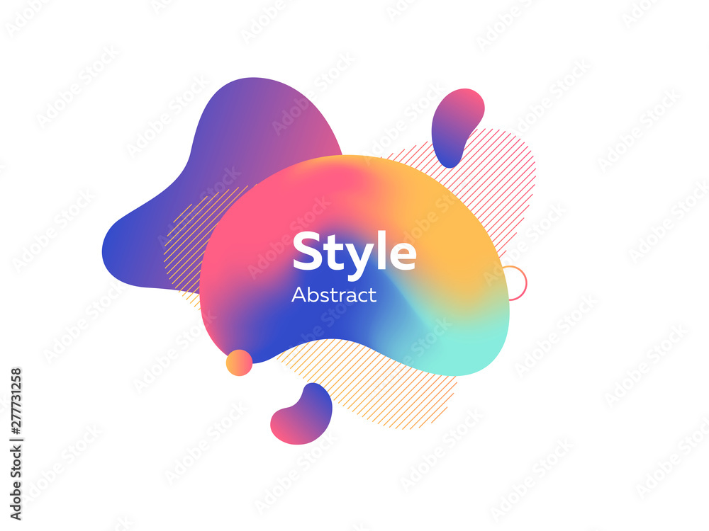 Poster multi-colored abstract bubble shapes with lines. dynamical colored forms. vector illustration. can b