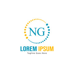 Initial NG logo template with modern frame. Minimalist NG letter logo vector illustration