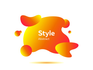 Orange abstract flowing graphic elements. Dynamical colored forms and line. Gradient banners with flowing liquid shapes. Template for the design of logo, flyer or presentation. Vector illustration