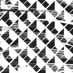 Grunge abstract isometric pattern. Square black and white backdrop. - 277731464