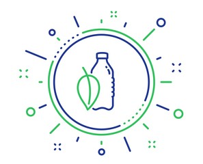 Water bottle line icon. Soda aqua drink sign. Mint leaf symbol. Quality design elements. Technology water bottle button. Editable stroke. Vector