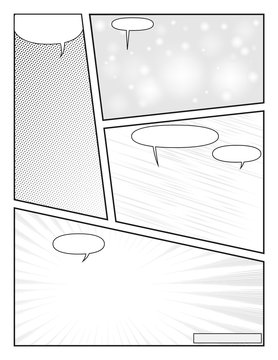 Manga Style Page Layout. Storyboard Layout Template