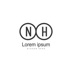 Initial NH logo template with modern frame. Minimalist NH letter logo vector illustration