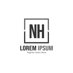 Obraz premium Initial NH logo template with modern frame. Minimalist NH letter logo vector illustration
