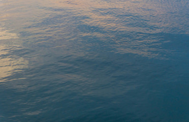Water ripple surface reflection effect from sunset and sky top view at lake in evening day,wave abstract background