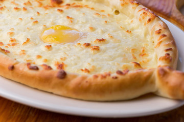 Adjarian Khachapuri with cheese sulguni - Georgian cuisine