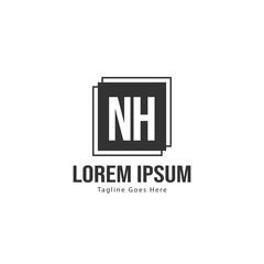 Fototapeta premium Initial NH logo template with modern frame. Minimalist NH letter logo vector illustration