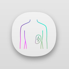 Ill spleen app icon. Sore human organ. Unhealthy lymphatic system. Sick internal body part. Immune system. UI/UX user interface. Web or mobile applications. Vector isolated illustrations