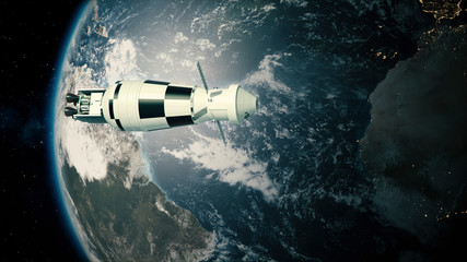 Obraz na płótnie Canvas Orion Spacecraft Passes Planet Earth