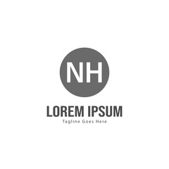 Obraz premium Initial NH logo template with modern frame. Minimalist NH letter logo vector illustration