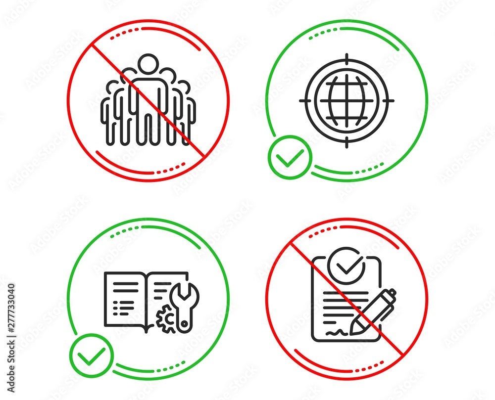 Poster do or stop. seo internet, group and engineering documentation icons simple set. rfp sign. globe, man