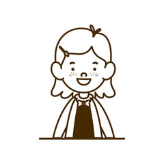 silhouette of student girl smiling on white background