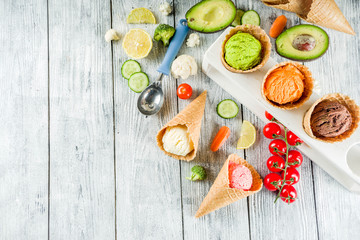 Trendy colorful vegetable ice cream