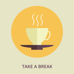 coffee mug with steam in flat design style. Vector illustration